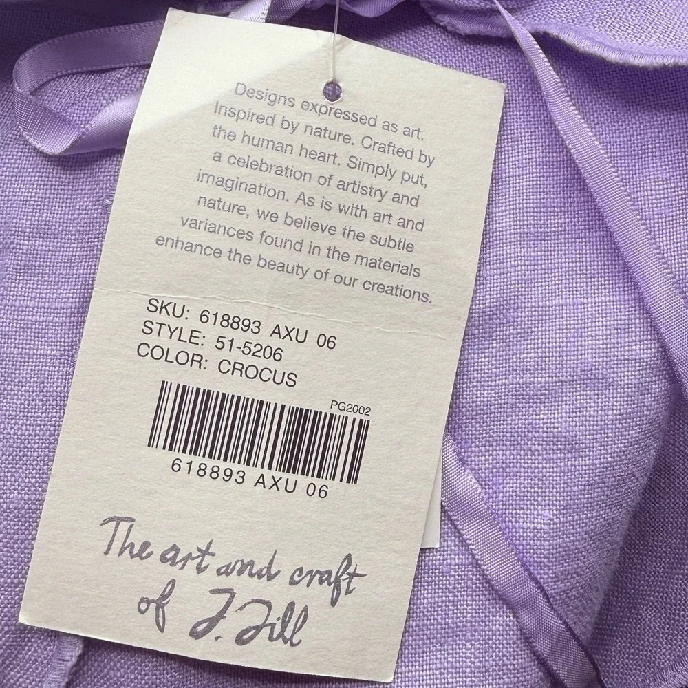 NWT J. Jill Linen Maxi Skirt Size 6 Lavender Purple Floral Embroidered Scallop